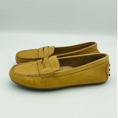 Leather Upper. Leather Lined. Rubber Sole. Gold Tone Hardware. Rll Branding. Cushioned Foot-Bed. Sole Height-0.5 Cm 35/ 0337 Casual Yellow Slip-on Moccasins, Casual Yellow Loafers With Rubber Sole, Spring Moccasins With Leather Lining And Round Toe, Casual Flat Moccasins With Leather Lining, Yellow Round Toe Loafers For Formal Occasions, Casual Yellow Loafers For Work, Yellow Round Toe Loafers With Rubber Sole, Yellow Loafers With Rubber Sole And Round Toe, Yellow Leather Loafers For Work