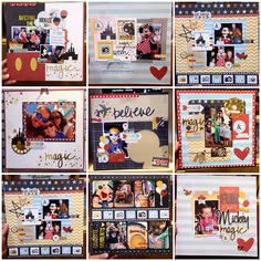 a collage of pictures with mickey mouses and other things on them, including cards