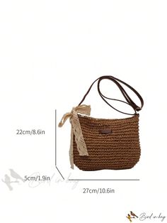 Bird in Bag - Medium Straw Tote Bag for Vacation Brown Pouch Bag With Adjustable Handle, Casual Brown Shoulder Bag With Adjustable Handle, Vacation Brown Shoulder Bag With Adjustable Handle, Brown Shoulder Bag With Adjustable Handle For Vacation, Brown Vacation Bag With Adjustable Handle, Brown Summer Satchel With Adjustable Handle, Summer Brown Shoulder Bag With Adjustable Handle, Casual Brown Pouch Straw Bag, Brown Shoulder Bag With Adjustable Handle For Summer