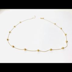 Ball Necklace 14kt Gold Solid 17 Inches 14k Gold Filled Ball Chain Necklace, Elegant Gold-plated Ball Chain Jewelry, Gold Metal Ball Chain Necklace, Gold Ball Necklace, 14k Gold-filled Ball Chain Necklace, Ball Necklace, 14kt Gold, Womens Jewelry Necklace, Gold Color