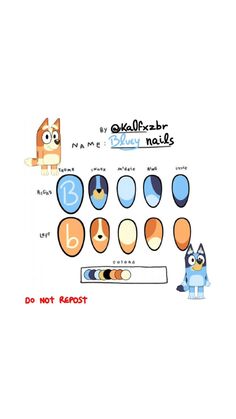 Bluey and bingo nails Bingo Nails, Cartoon Nail Designs, Bluey And Bingo, Cute Simple Nails, Acrylic Gel, Simple Nails, Bingo, Cute Nails