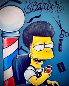 black Barber Humor, Barber Shop Interior, Simpsons Art, Beauty Salon Decor