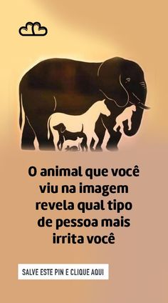 an elephant and its baby are silhouetted against a yellow background with the words, animal que voce viu n imagem revela quat tipo de pesoal na mais