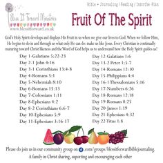 the fruit of the spirit is shown in this printable poster for children's bibles