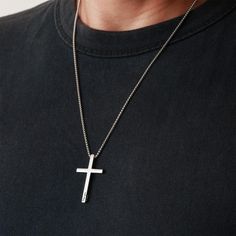 - Timeless Elegance for Every Man Celebrate faith and style with our Stainless Cross Necklace for Men, a symbol of strength and devotion. Crafted from high-quality stainless steel, this necklace is designed to withstand the test of time, just like your unwavering beliefs. Whether worn daily or on special occasions, this piece is a perfect blend of simplicity and sophistication, making it an essential addition to any man's wardrobe. - The Perfect Gift for the Men You Cherish Finding the ideal gift for the important men in your life is easier than ever. Our Stainless Cross Necklace is a thoughtful and meaningful gesture, perfect for dads, grandfathers, husbands, boyfriends, and sons. It's more than just a piece of jewelry; it's a token of love, faith, and appreciation. Make every occasion sp Men Cross Necklace, Mens Necklace Personalized, Cross Necklace Men, Silver Necklace For Men, Christian Gift Ideas, Cross Necklace For Men, Streetwear Jewelry, Mens Cross Necklace, Gift Ideas Christmas