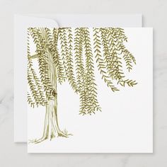 a card with an illustration of a tree