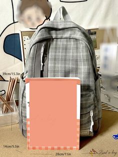 BirdinBag - Versatile Plaid Pattern Backpack for Students and Graduates - Ideal for School, Travel & Outdoors Portable Gray Backpack For School, Gray School Bag For Back To School, Gray Back-to-school Bag, Plaid Bag, Plaid Backpack, Acrylic Bag, Backpack Patches, Pattern Backpack, Patterned Backpack