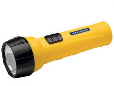 a yellow flashlight on a white background