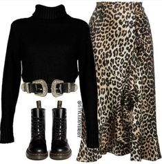 Chique Outfit, Street Brands, 사진 촬영 포즈, Outfit Chic, Leopard Print Skirt, 가을 패션, Komplette Outfits, Print Skirt, Outfits Casual