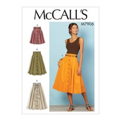 PRICES MAY VARY. Includes sewing templates, instructions, fabric recommendations, pattern pieces, and sizing guides for (4) skirts and (1) belt. These clothing patterns for women can be made to fit sizes 6, 8, 10, 12, and 14. Cute and trendy full pleated skirts are designed to be worn 2" above the waist and have button front, front and back facings, deep hem, and can be made with different length and carrier variations. Designed to be easy-to-sew, these pattern templates are ideal for novice and Pleated Skirt Pattern, Sew Patterns, Womens Pleated Skirt, Sewing Dress, Kilt Skirt, High Waisted Pleated Skirt, Mccalls Sewing Patterns, Skirt Patterns Sewing, Sewing Skirts