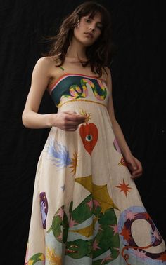 Ella Enchanted, Midi Sundress, Linen Midi Dress, Mode Inspo, Printed Linen, Print Pullover, Flare Skirt, Luxury Brand