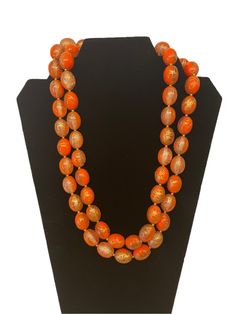 Vintage Retro 70s 80s Orange Gold Swirl Double Strand Beaded Necklace Floral Finial style Flower Neck Clasp Cute Vtg Costume Jewelry Good vintage condition. Measurements shown in photos. Display measurements also shown for size reference. Very lovely set of vintage costume jewelry with double strand beaded necklace. Orange and gold swirl beads with flower blossom  style clasp and long beads. Beautiful set. Feel free to message with any questions.  NOTE: Please keep in mind that, when you purchase vintage , it might not be perfect, but it will be authentic. No returns will be accepted on vintage items so make sure that you read the description and look at the pictures before committing to a. Please contact me if you have additional questions about the nature and condition of the product 70s Accessories Jewelry Vintage, 70 Jewelry Style, 1970s Jewelry Vintage 70s Necklaces, 70s Beaded Necklace, 70's Jewelry, 70s Accessories Jewelry, 70s Jewelry Accessories, 70s Necklace, 1970s Accessories