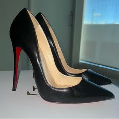 Christian Louboutin So Kate Pumps Black Size 37.5. Great Condition. Includes Dust Bag. Black Calf Leather Pointed Toe Heels, Black Calf Leather Heels With Pointed Toe, Classic Black Calf Leather Heels, Black Calf Leather Heels For Business, Black Sleek Calf Leather Court Shoes, Chic Black Calf Leather Court Shoes, Black Calf Leather Court Shoes With Reinforced Heel, Black High Heel Court Shoes In Calf Leather, Luxury Black Closed Toe Court Shoes