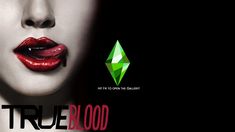 a woman's face with blood dripping from her mouth and the words true blood on it