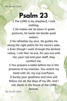 a poem written in green and white with the words,'i am lord is my shepherd