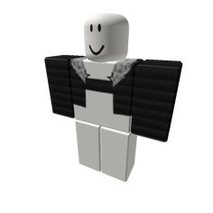 a white and black lego man with his arms spread out to the side, wearing a bow tie