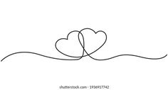 two hearts in continuous lines on a white background