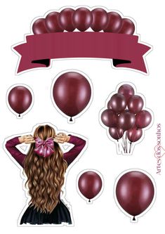 the back of a woman's head with balloons