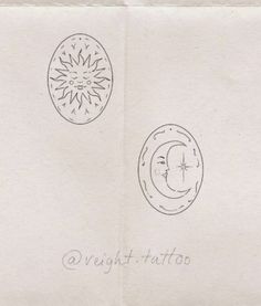 an envelope with two drawings on it and one has a sun and moon in the middle