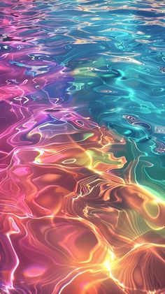 the water is very colorful and has ripples on it's surface, as well as other colors