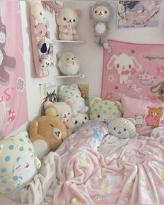 #plushies#pink#kawaii#sanrio#cute Future Bedroom Ideas, Anime Ideas, Dream Bedroom Inspiration