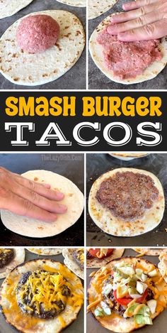 the steps to make homemade smash burger tacos