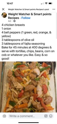 Chicken With Onions, Main Dinner Dishes, Tortillas Chips, Fajita Chicken, Carb Free Recipes, Smart Points Recipes, Low Carb Casseroles, Fajita Seasoning