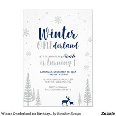 the winter wonderland birthday party is set up with snowflakes and reindeer silhouettes