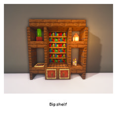 Shelf Design Minecraft, Book Shelf Minecraft, Minecraft Shelf Design, Minecraft Desk Ideas, Minecraft Shelf Ideas, Shelf Minecraft, Minecraft Shelf, Casas Mine, Minecraft Tv