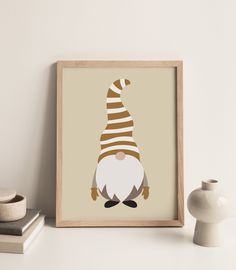 an art print with a gnome's hat on it