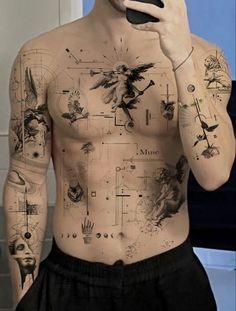 Astronaut Tattoo, Beard Men, Tattoo Minimal, Torso Tattoos, Benson Boone, Tattoo Inspiration Men, Scary Tattoos