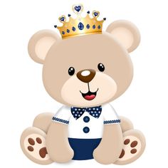 Osito Rey png Baby Shower Oso, Baby Boy Cake Topper, Scrapbook Bebe, Moldes Para Baby Shower, Baby Birthday Card, Teddy Bear Theme, Boy Baby Shower Ideas, Prince Birthday, Baby Shower Clipart