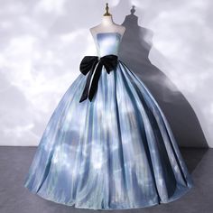 Sky Blue Ball Gown, Sky Blue Prom Dress, Long Ball Gown, Blue Evening Gowns, Ball Gown Dress, Princess Prom Dresses, Blue Ball Gowns, Strapless Party Dress, Marine Uniform