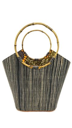 Shebobo Shebobo Black Melange Carmen Straw Bucket Bag with Bamboo Handles - Little Miss Muffin Children & Home Bamboo Handle Bag, Straw Bucket Bag, Bucket Handbags, African Fabrics, Bamboo Handles, Solid & Striped, African Fabric, Kids Sleepwear, Open Top