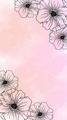 an artistic pink background with black and white flowers