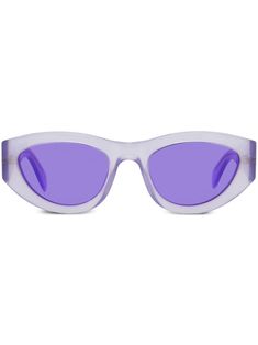 purple acetate purple tinted lenses cat-eye frame logo plaque at the arm UV-protective lenses straight arms curved tips These glasses come with a protective case. Modern Purple Shield Sunglasses With Gradient Lenses, Modern Purple Cat Eye Sunglasses With Gradient Lenses, Purple Cat Eye Sunglasses With Mirrored Lenses, Purple Mirrored Cat Eye Sunglasses, Modern Purple Sunglasses With Gradient Lenses, Trendy Purple Cat Eye Sunglasses With Mirrored Lenses, Modern Purple Shield Sunglasses With Uva Protection, Modern Purple Shield Sunglasses With Uv Protection, Trendy Purple Mirrored Cat Eye Sunglasses