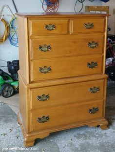 an old dresser is turned into a chest of drawers