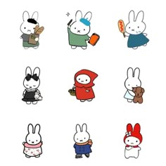 the rabbit stickers are all different colors