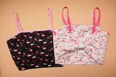 "-Made to Order- Many girls love crop top. Here it is in cute flamingo print! from Amordress:) Top Design: -Adjustable spaghetti straps style -Ribbon straps. -Back self-tied bow ✄ SIZE ✄ Top Size: S Bust 31\"-34\" M Bust 36\"-38\" L Bust 39\"-40\" XL Bust 41-43\" Top length is around 15\"-16\" depends on how much straps is adjusted. ✄ MATERIAL ✄ ●Cotton Fabric ●Polyester lining material. ♥ Matching pearl necklace/ affordable jewelry CLICK=> https://www.etsy.com/shop/Amordress?section_id=14993 Camisole Crop Top With Built-in Bra For Vacation, Vacation Crop Top With Built-in Bra And Spaghetti Straps, Beach Camisole Crop Top With Built-in Bra, Summer Beach Bandeau Tank Top, Summer Bandeau Tank Top With Adjustable Straps, Bandeau Tank Top With Adjustable Straps For Summer, Summer Bandeau Crop Top With Adjustable Straps, Summer Bandeau Tank Top With Straps, Beach Crop Top With Adjustable Spaghetti Straps