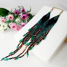 Extra Long 6 Inch Seed Beads Earrings With Crystals,emerald Green Color,waterfall Fringe Beaded Earrings,shoulder Duster,new Trends 2024 - Etsy Green Beaded Dangle Earrings For Celebration, Elegant Green Long Drop Beaded Earrings, Elegant Green Earrings With Beaded Fringe, Elegant Green Beaded Tassel Earrings, Green Fringe Beaded Drop Earrings, Earrings Prom, Seed Beads Earrings, Fringe Beaded Earrings, Earrings With Crystals