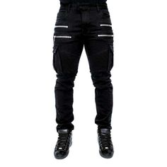 Biker Jeans For Biker Events, Techwear Style Fitted Jeans For Streetwear, Fitted Techwear Jeans For Streetwear, Urban Slim Fit Pants For Streetwear, Black Straight Leg Jeans With Zipper Closure, Fitted Straight Leg Jeans For Biker Events, Biker Style Denim Jeans For Biker Events, Biker Style Straight Leg Bottoms With Pockets, Urban Straight Leg Jeans With Zipper Closure