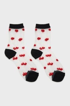 - Measurements: 1. Length: 28cm- Materials: 70% cotton, 30% polyester- Thickness: Thin- Sheerness: High- Stretch: Low- Lining: None- Care: Gentle wash cold and dry in shade Heart Socks, London Free, Buy Now Pay Later, Black And Red, Socks, London, Red, Black