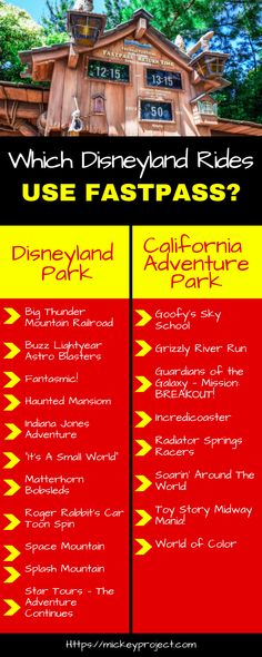 the disneyland park and california adventure park ticket card for which disneyland rides use fastpass?