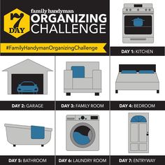 an advertisement for the family handyman's organizing challenge