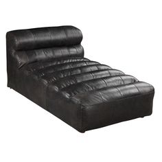 a black leather chaise lounge chair on an isolated white background