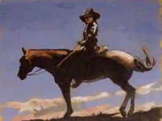 a painting of a person riding a horse