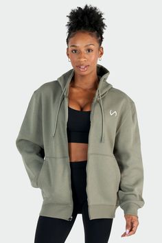 Front View of Sage GTS Pivotal Zip Up Hoodie Sporty Half-zip Hoodie For Outdoor, Sporty Half-zip Hooded Jacket For Outdoor, Gym Hoodie Track Jacket With Double-lined Hood, Workout Joggers, Workouts Cardio, Tlf Apparel, Black Fitted Zip-up Activewear, Boyfriend Sweatpants, Outdoor Half-zip Hoodie With Drawstring