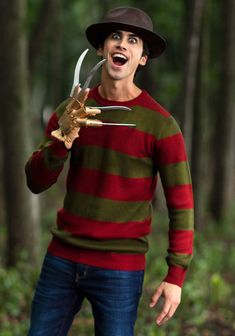 Looking for pop culture costume ideas? Here are 10 you can buy right now on HalloweenCostumes.com and won't find anywhere else! Freddy Krueger Sweater, Freddy Krueger Costume, Adventure Hat, Misty Eyes, Plus Size Costumes, Acrylic Sweater, Horror Movie Characters, Halloween Sweater, Mens Halloween Costumes