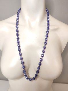 VINTAGE PURPLE BEADED NECKLACE BEADS Costume Jewelry Long Beaded Necklace With Faceted Beads, Long Costume Jewelry Beaded Necklace With Faceted Beads, Purple Single Strand Beaded Necklace, Purple Polished Round Bead Jewelry, Purple Beaded Necklaces With Large Round Beads, Single Strand Purple Beads For Gift, Purple Beaded Chain Necklace, Purple Single Strand Beads For Gift, Purple Single Strand Beads As A Gift