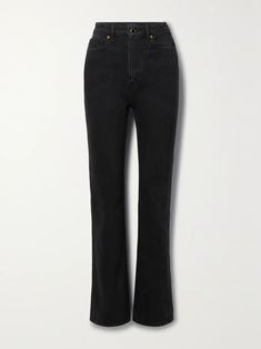 KHAITE Danielle high-rise slim-leg jeans | NET-A-PORTER Sports Suit, Knitwear Tops, Jeans Jumpsuit, Ski Wear, Slim Legs, Sport Shorts, Jeans Dress, Net A Porter, Black Denim